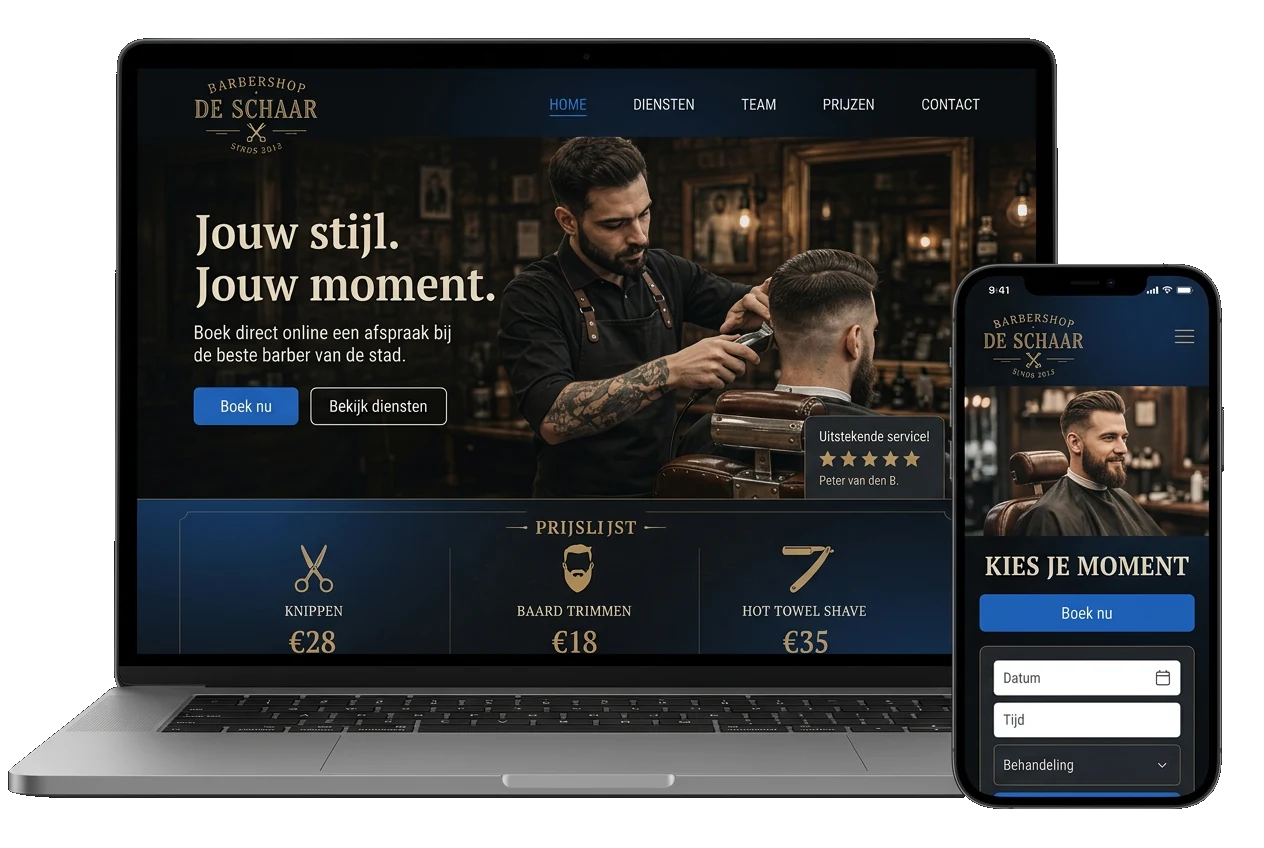 Voorbeeld van een professionele, conversiegerichte website voor een lokaal bedrijf door WebKickStart